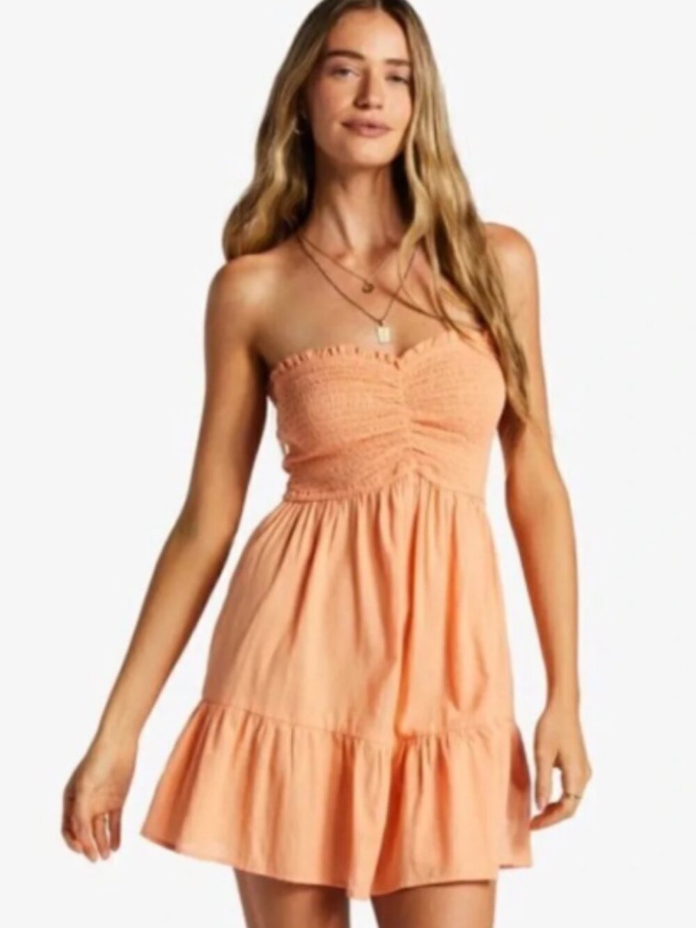 BILLABONG Island Time Strapless Dress Tangy Tangerine Orange Size Large NWT